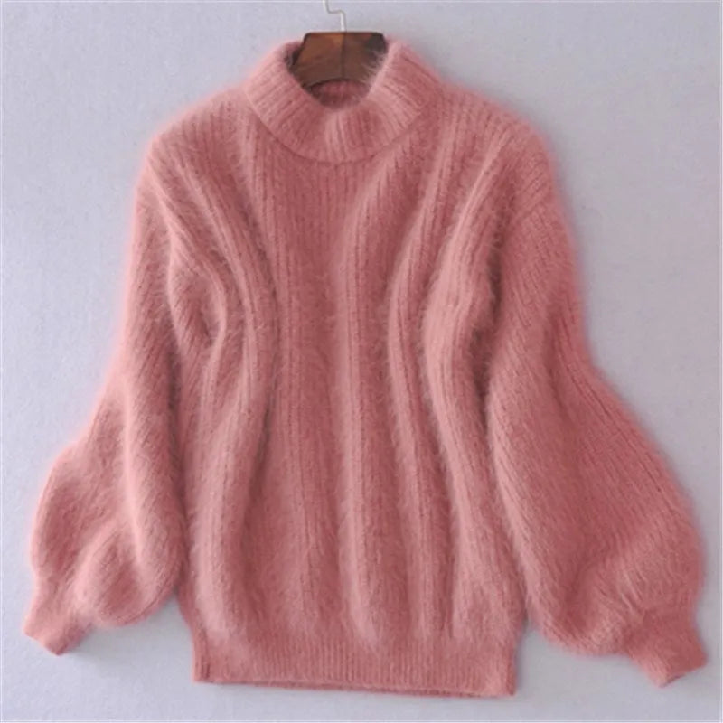 Women's Fluffy Plush Sweater – Cozy Soft Knit Pullover for Winter Fashion