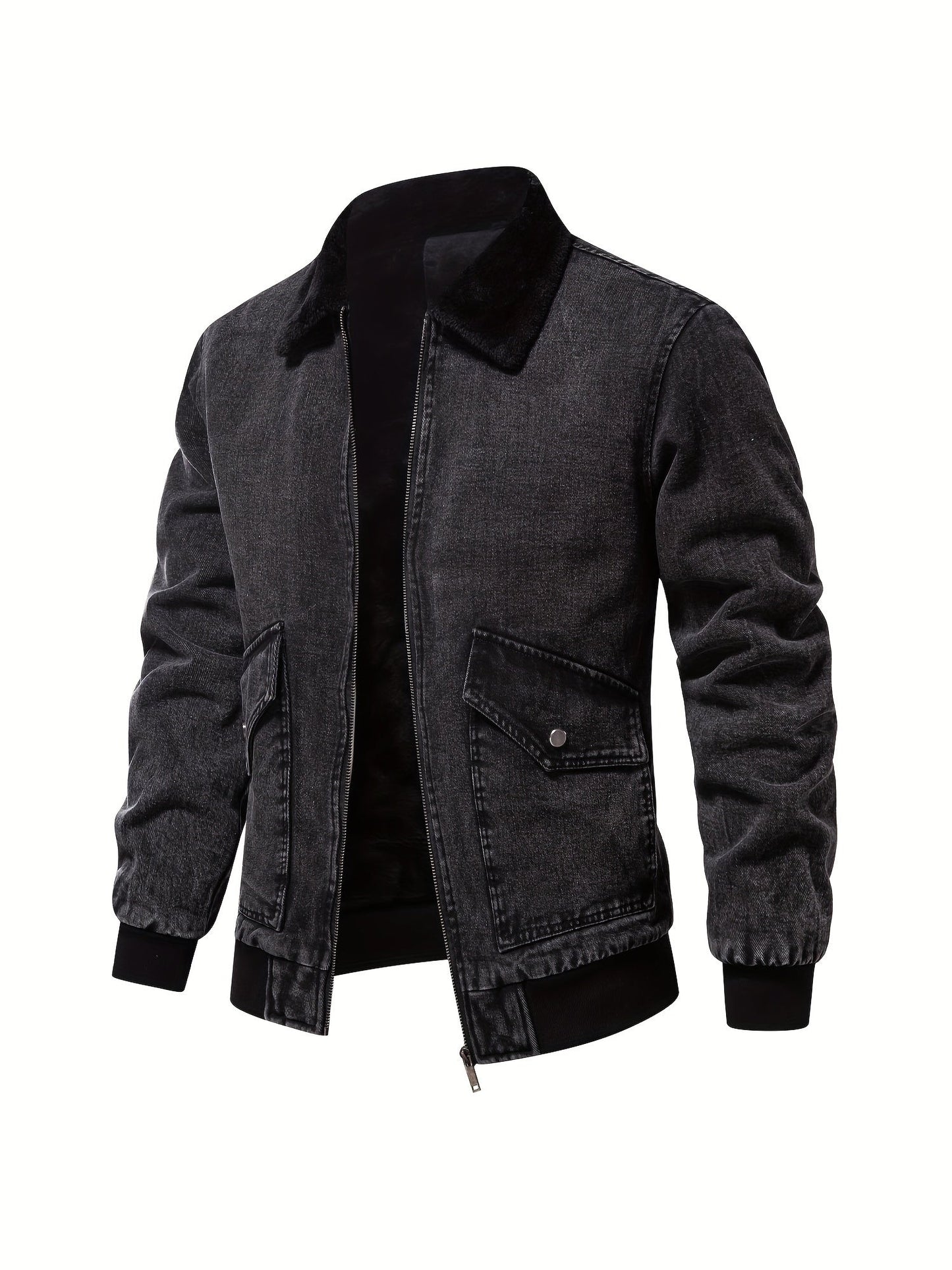 Men's Denim Jacket – Fleece Lined Casual Outerwear for Cold Weather