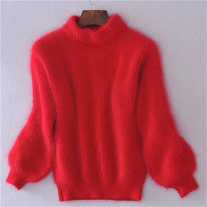 Women's Fluffy Plush Sweater – Cozy Soft Knit Pullover for Winter Fashion