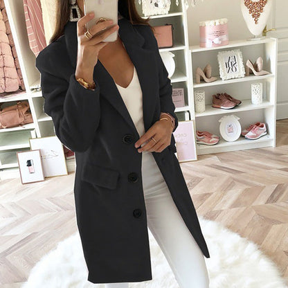 Autumn Coat for Women – Stylish Long Jacket with Warm Fabric and Chic Design