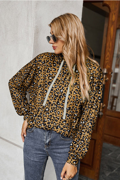 Women's Hooded Jacket – Stylish Leopard Print Outerwear for Fall and Winter