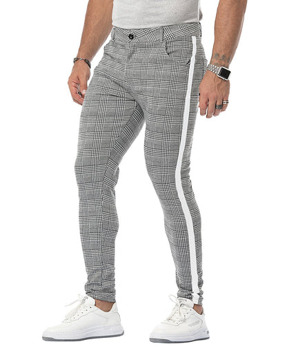 Men's Slim Fit Chinos – Stylish Checked Trousers for Casual and Smart Wear