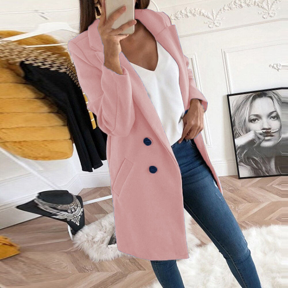 Autumn Coat for Women – Stylish Long Jacket with Warm Fabric and Chic Design