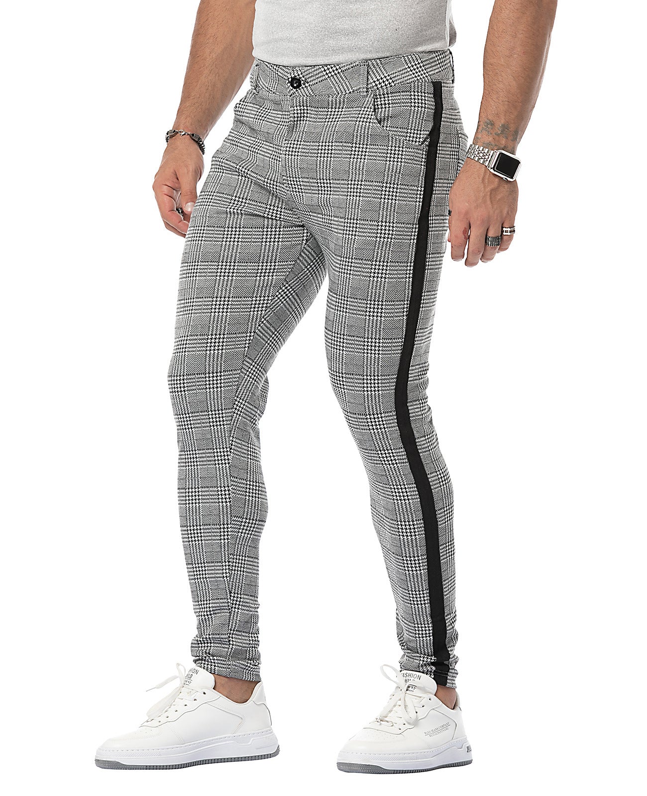 Men's Slim Fit Chinos – Stylish Checked Trousers for Casual and Smart Wear