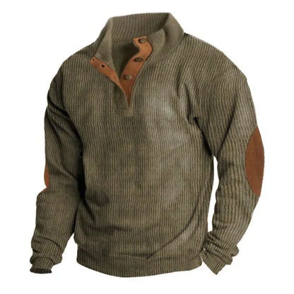 Men's Ribbed Sweater – Stylish Button-Up Knit Pullover for Casual Wear