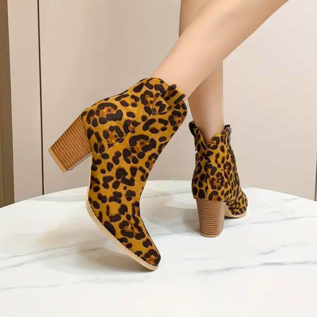 Leopard Print Boots for Women – Trendy Ankle Booties with Stylish Design