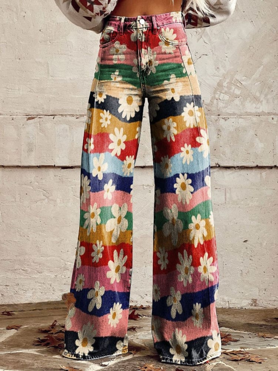 Wide Leg Trousers Women – Retro Floral Print Pants for Summer Style