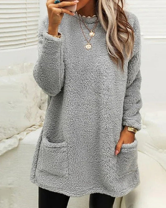 Women's Casual Pullover with Pockets – Cozy Knit Sweater for Everyday Wear