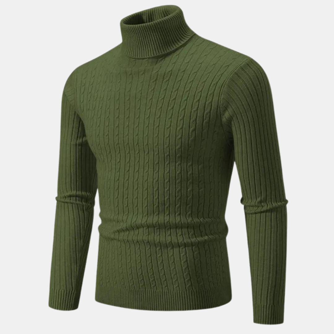 Men's Knitted Roll Neck Jumper – Warm Sweater for Winter Fashion & Comfort