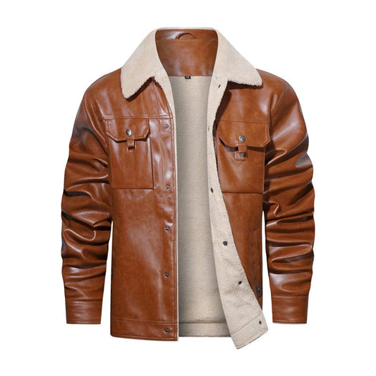 Men's Leather Winter Jacket – Stylish Warm Coat with Classic Design