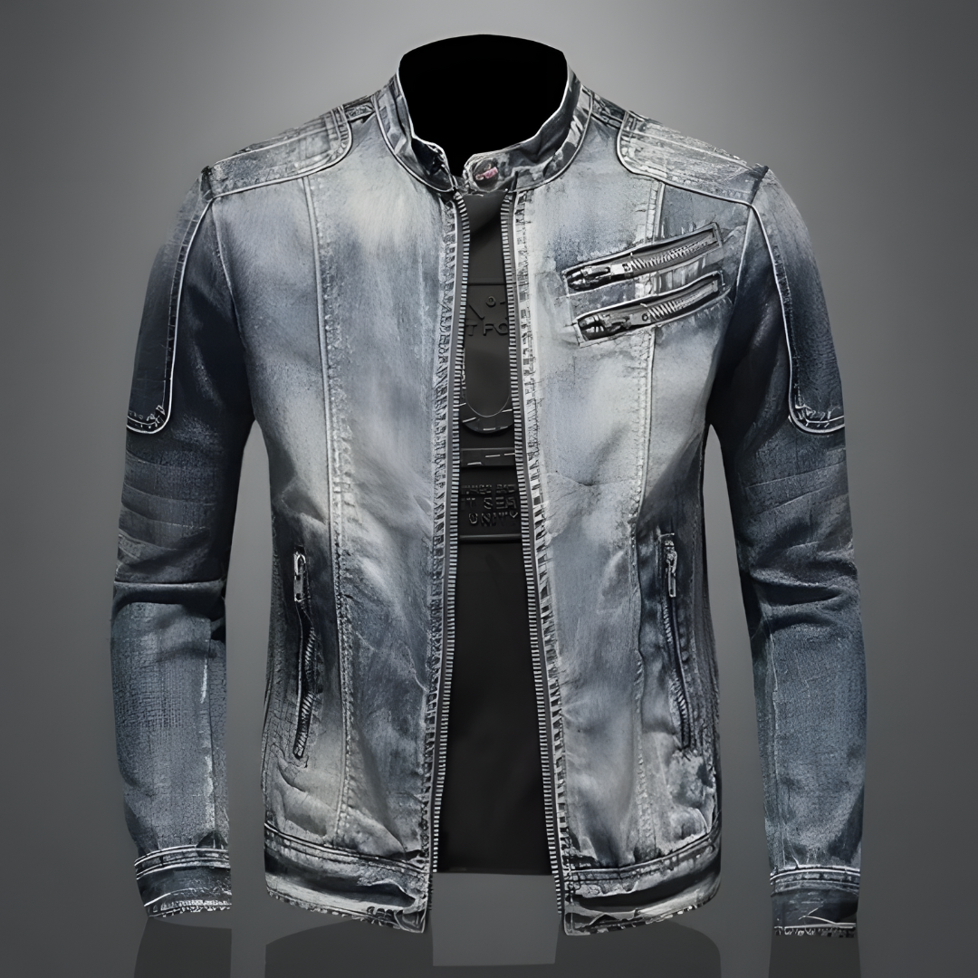 Men's Denim Jacket Retro Style – Classic Fit, Distressed Design for Casual Wear