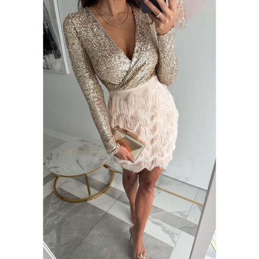 Mini Dress for Women – Elegant Glitter Party Dress for Evening Wear