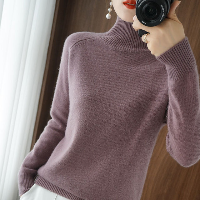 Women's Roll Neck Jumper – Elegant Knit Sweater for Winter Fashion