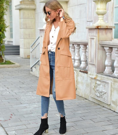 Classic Women's Coat – Stylish Wool Overcoat for Winter and Casual Wear