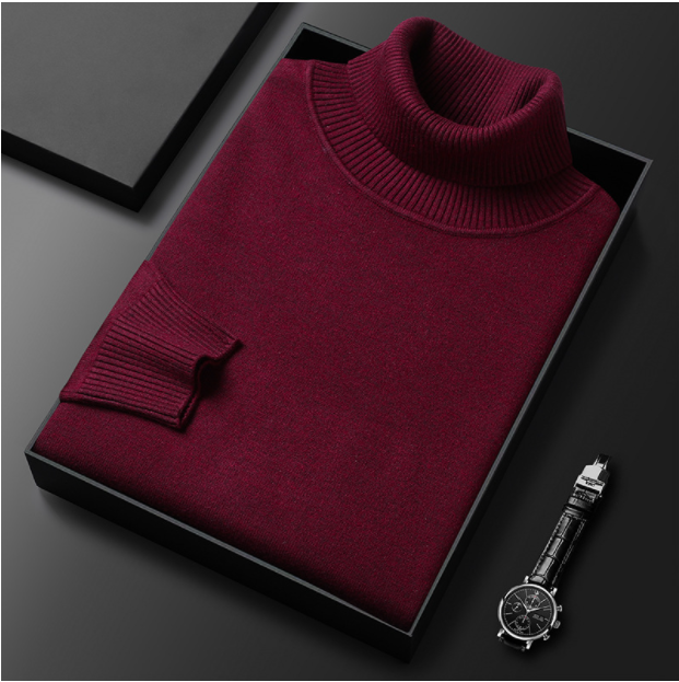 Men's Roll-Neck Jumper – Warm Knit Sweater for Winter Casual Style