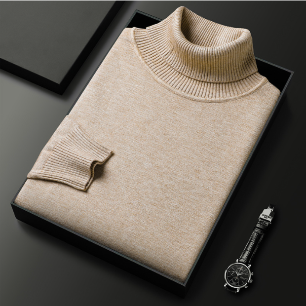 Men's Roll-Neck Jumper – Warm Knit Sweater for Winter Casual Style