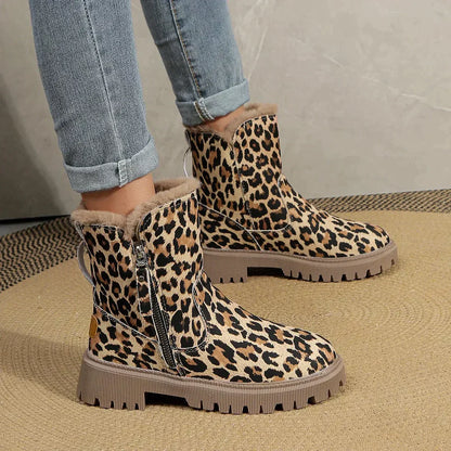 Leopard Print Boots for Women – Stylish Casual Ankle Booties for Fall