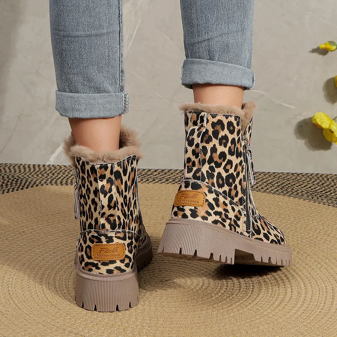 Leopard Print Boots for Women – Stylish Casual Ankle Booties for Fall