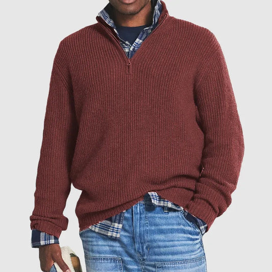 Men's Knitted Zip-Up Jumper – Cozy Sweater for Casual Wear and Layering