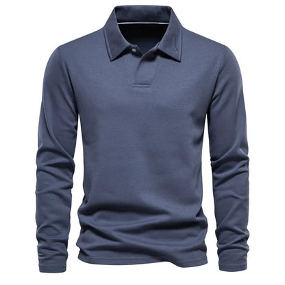 Men's Long Sleeve Polo Shirt – Comfortable Cotton Casual Wear for Every Occasion