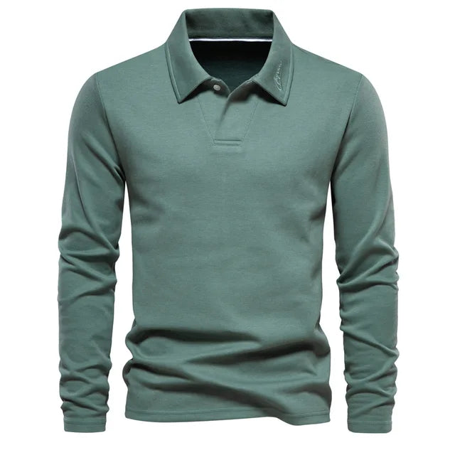 Men's Long Sleeve Polo Shirt – Comfortable Cotton Casual Wear for Every Occasion