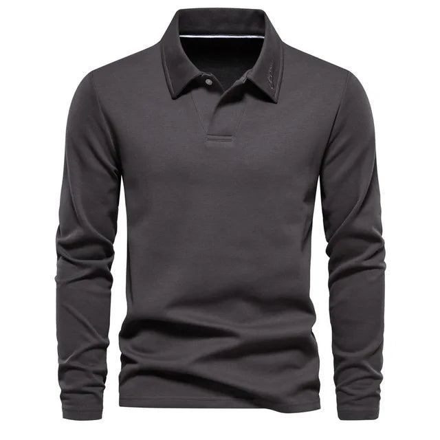 Men's Long Sleeve Polo Shirt – Comfortable Cotton Casual Wear for Every Occasion