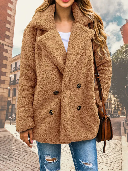 Women's Fashion Coat – Stylish Warm Outerwear with Pockets for Winter