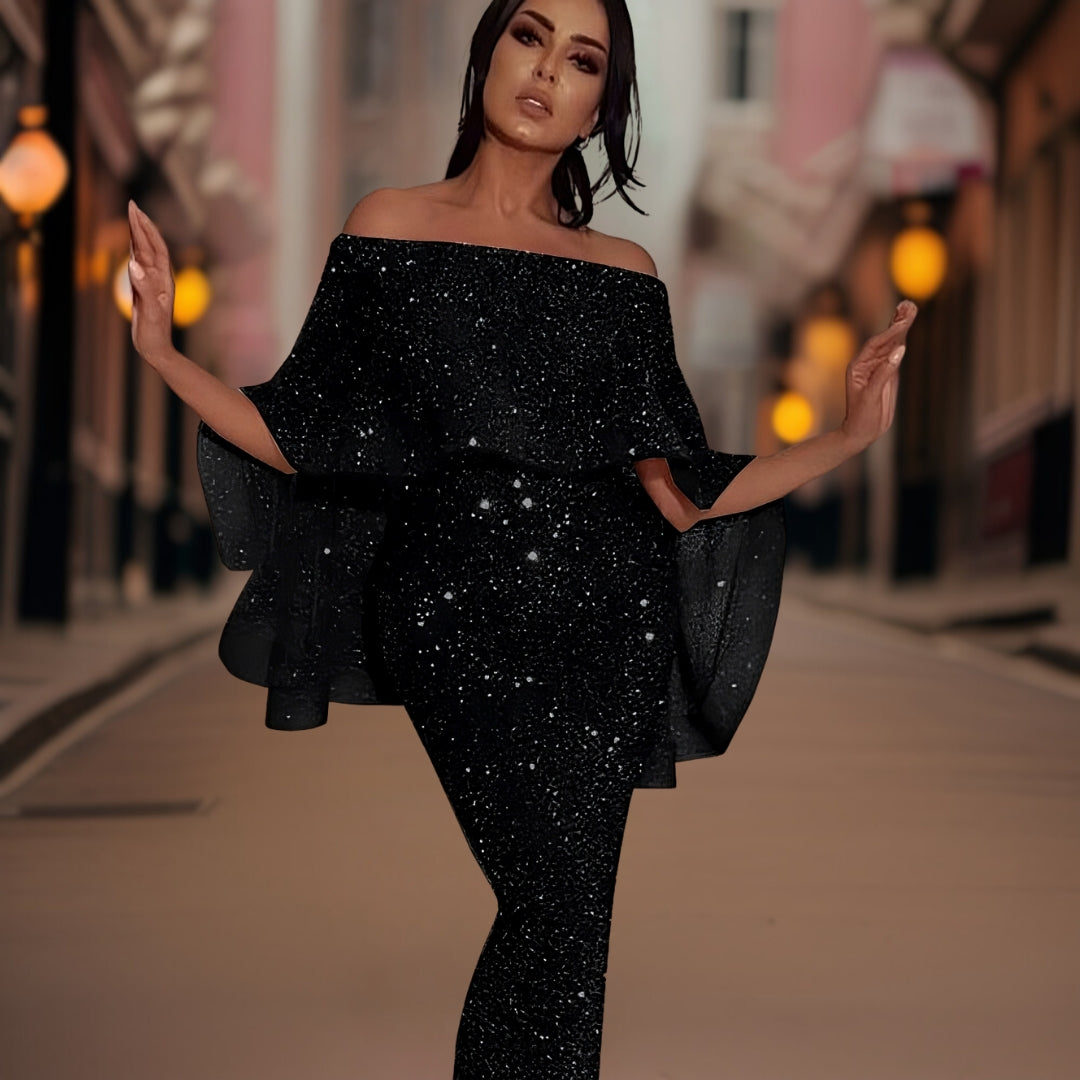 Off-Shoulder Dress for Women – Elegant Evening Gown with Flowy Design