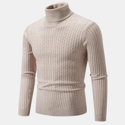 Men's Knitted Roll Neck Jumper – Warm Sweater for Winter Fashion & Comfort