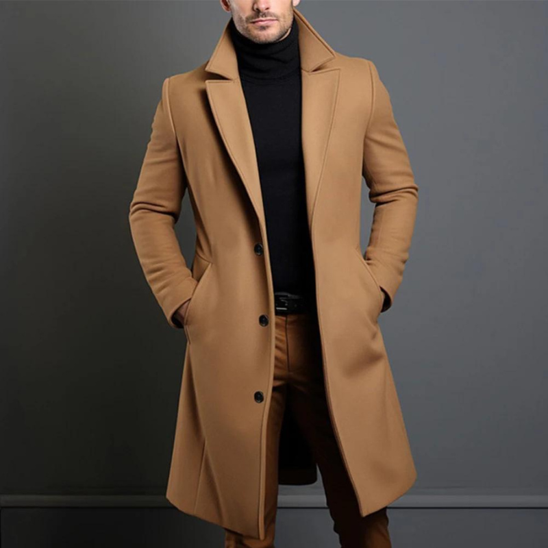 Men's Classic Coat – Stylish Wool Overcoat for Formal and Casual Wear