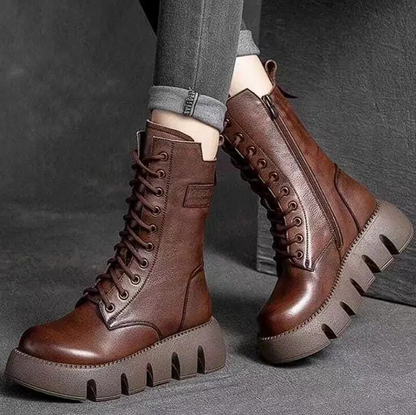 Leather Lace-Up Boots for Women – Stylish Ankle Boots for Casual and Dressy Occasions