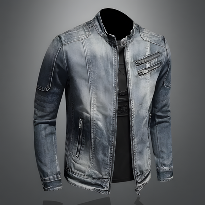 Men's Denim Jacket Retro Style – Classic Fit, Distressed Design for Casual Wear