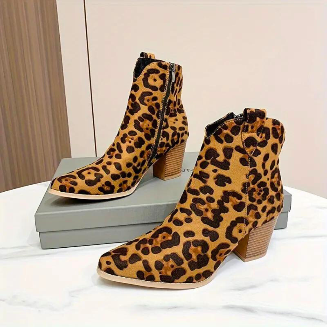 Leopard Print Boots for Women – Trendy Ankle Booties with Stylish Design