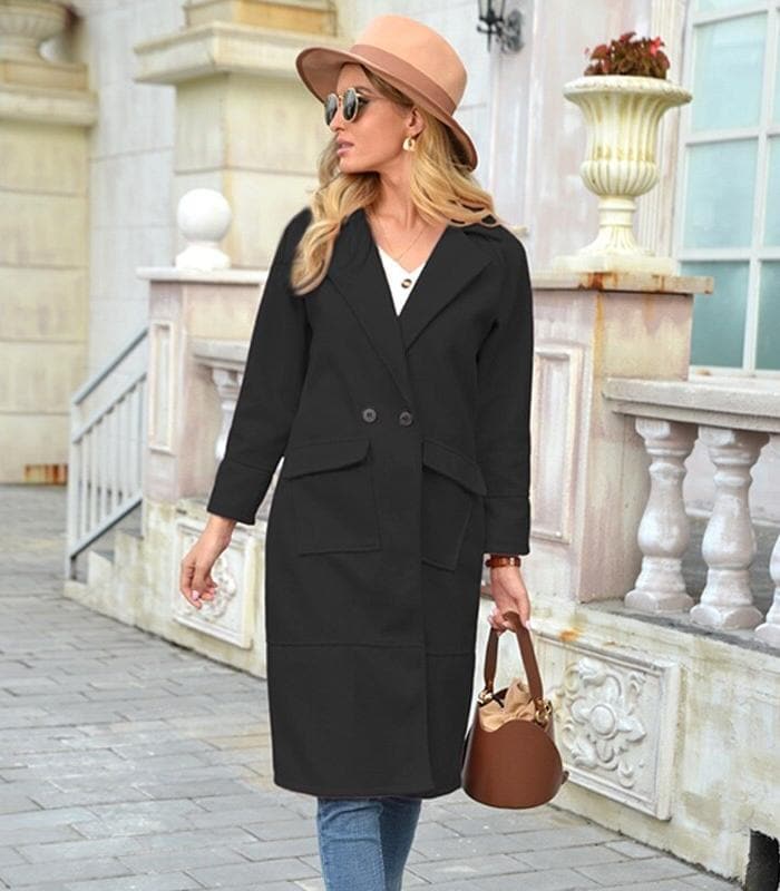 Classic Women's Coat – Stylish Wool Overcoat for Winter and Casual Wear