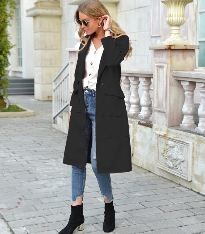 Classic Women's Coat – Stylish Wool Overcoat for Winter and Casual Wear