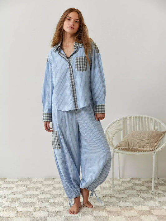 Women's Checked Pyjama Set – Cozy Cotton Sleepwear for Relaxation and Comfort