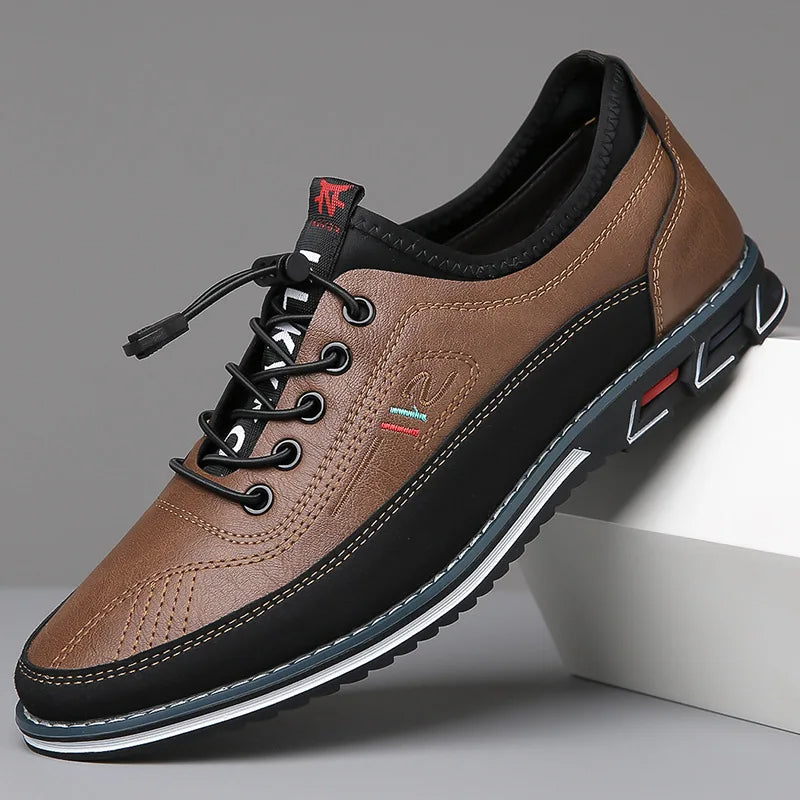 Men's Lace-Up Shoes – Comfortable Elastic Sneakers for Casual and Formal Wear