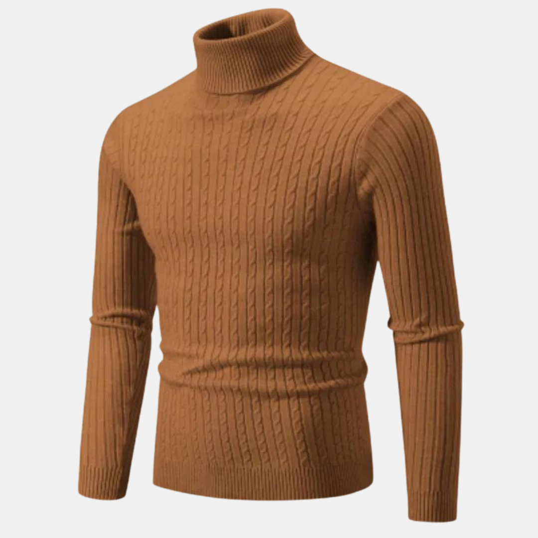 Men's Knitted Roll Neck Jumper – Warm Sweater for Winter Fashion & Comfort