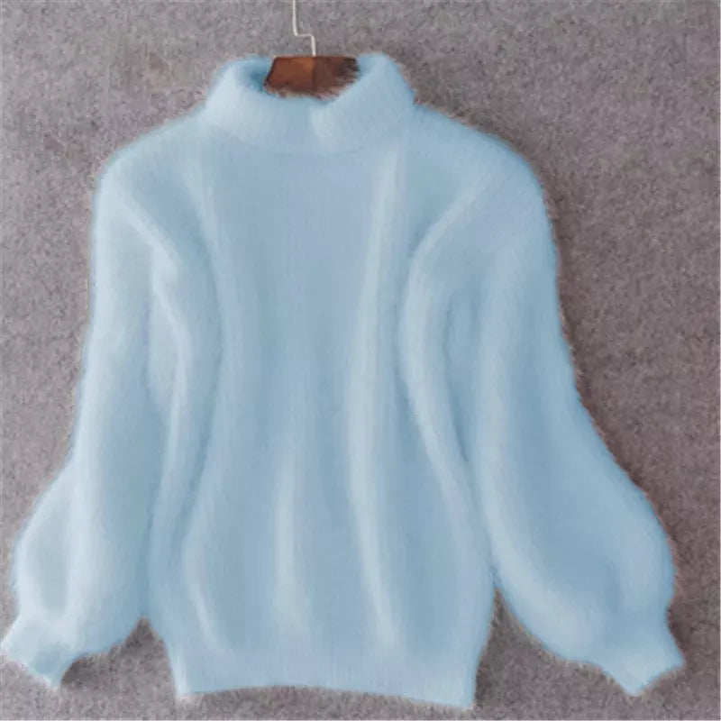 Women's Fluffy Plush Sweater – Cozy Soft Knit Pullover for Winter Fashion