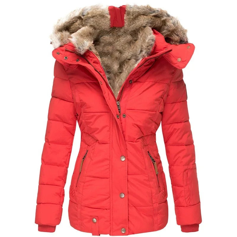 Padded Winter Coat Women – Warm Insulated Jacket with Hood for Cold Weather