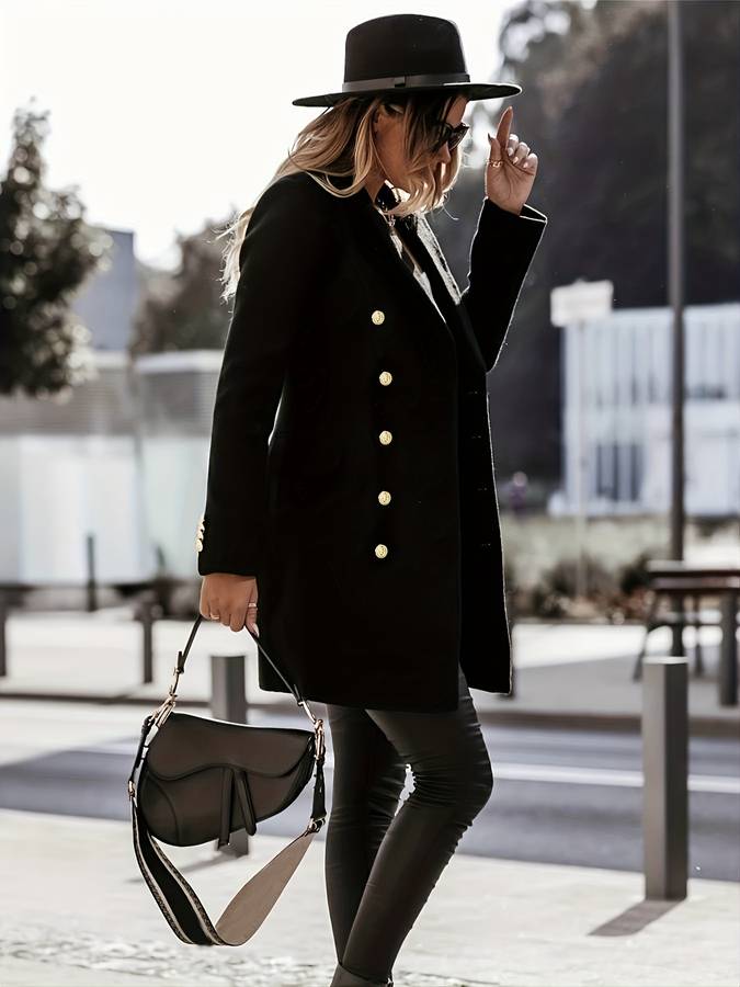 Women's Elegant Coat – Stylish Long Overcoat with Warm Fabric for Winter