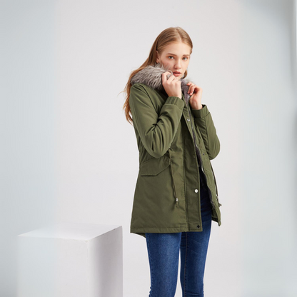 Women's Parka Jacket – Warm Waterproof Winter Coat with Hood and Pockets