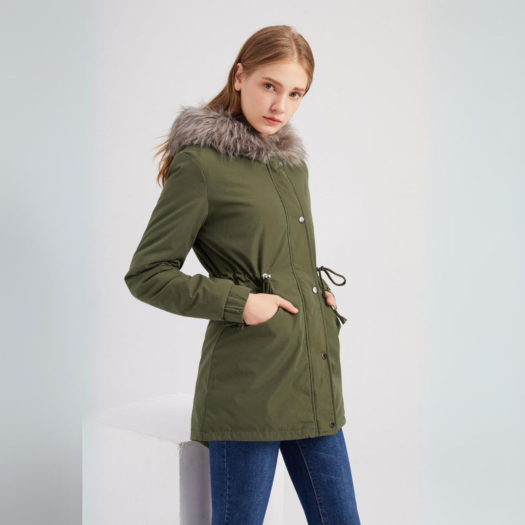 Women's Parka Jacket – Warm Waterproof Winter Coat with Hood and Pockets