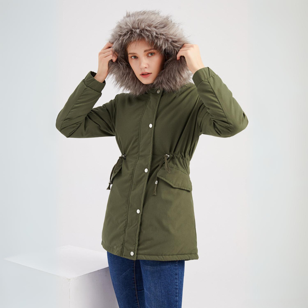 Women's Parka Jacket – Warm Waterproof Winter Coat with Hood and Pockets