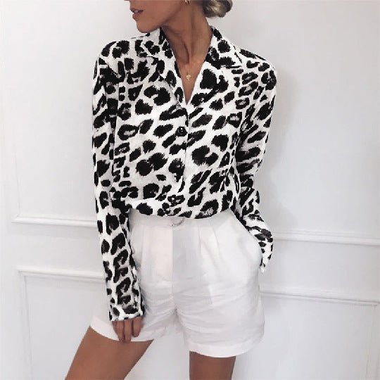 Leopard Print Blouse for Women – Stylish Short Sleeve Top for Casual Wear