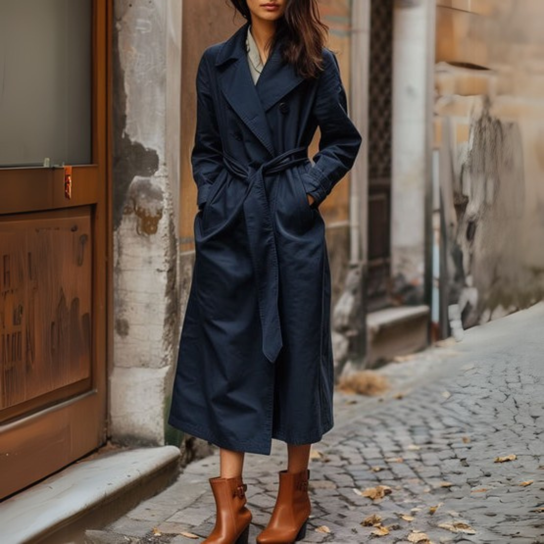 Women's Belted Coat – Relaxed Fit, Stylish Outerwear for Fall & Winter