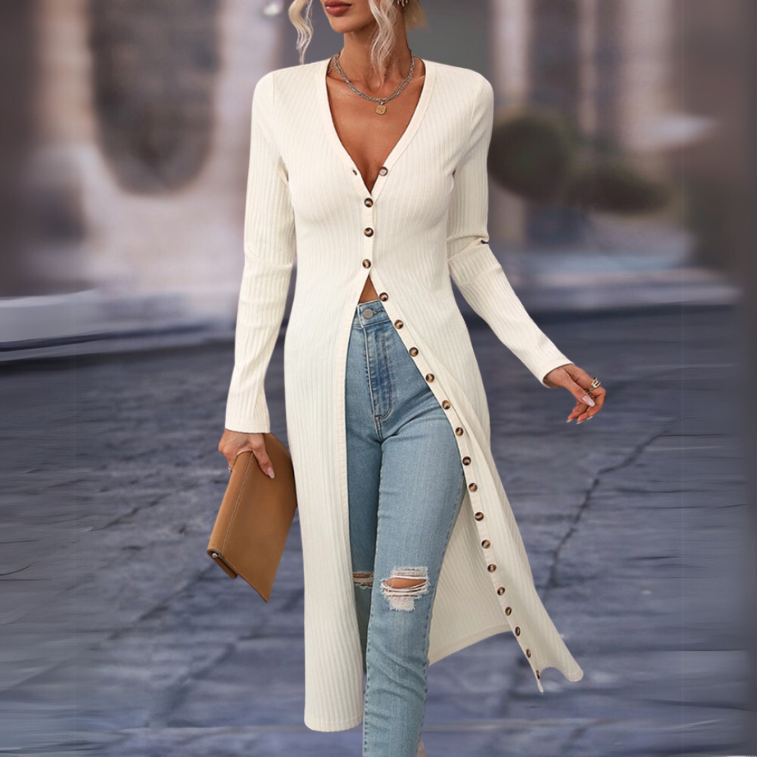 Long Cardigan for Women – Stylish Button-Up Knit Sweater for Fall Fashion