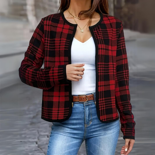 Women's Checked Cardigan – Cozy Knit Sweater for Casual Fall Fashion