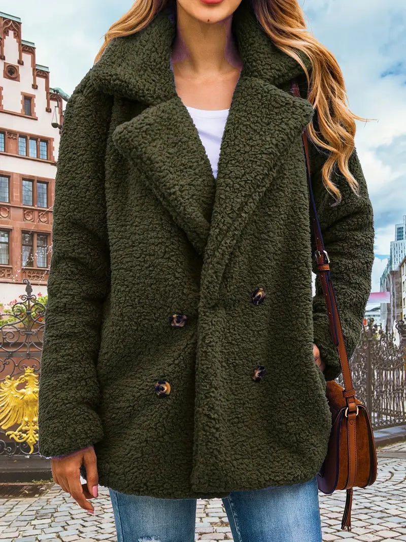 Women's Fashion Coat – Stylish Warm Outerwear with Pockets for Winter