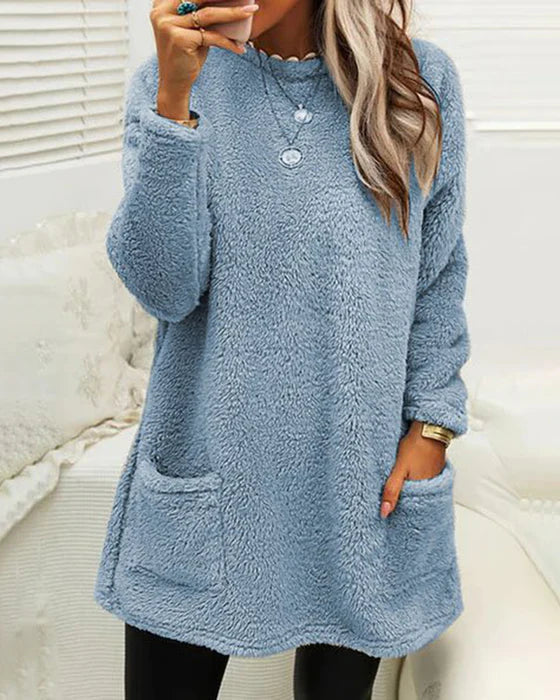 Women's Casual Pullover with Pockets – Cozy Knit Sweater for Everyday Wear